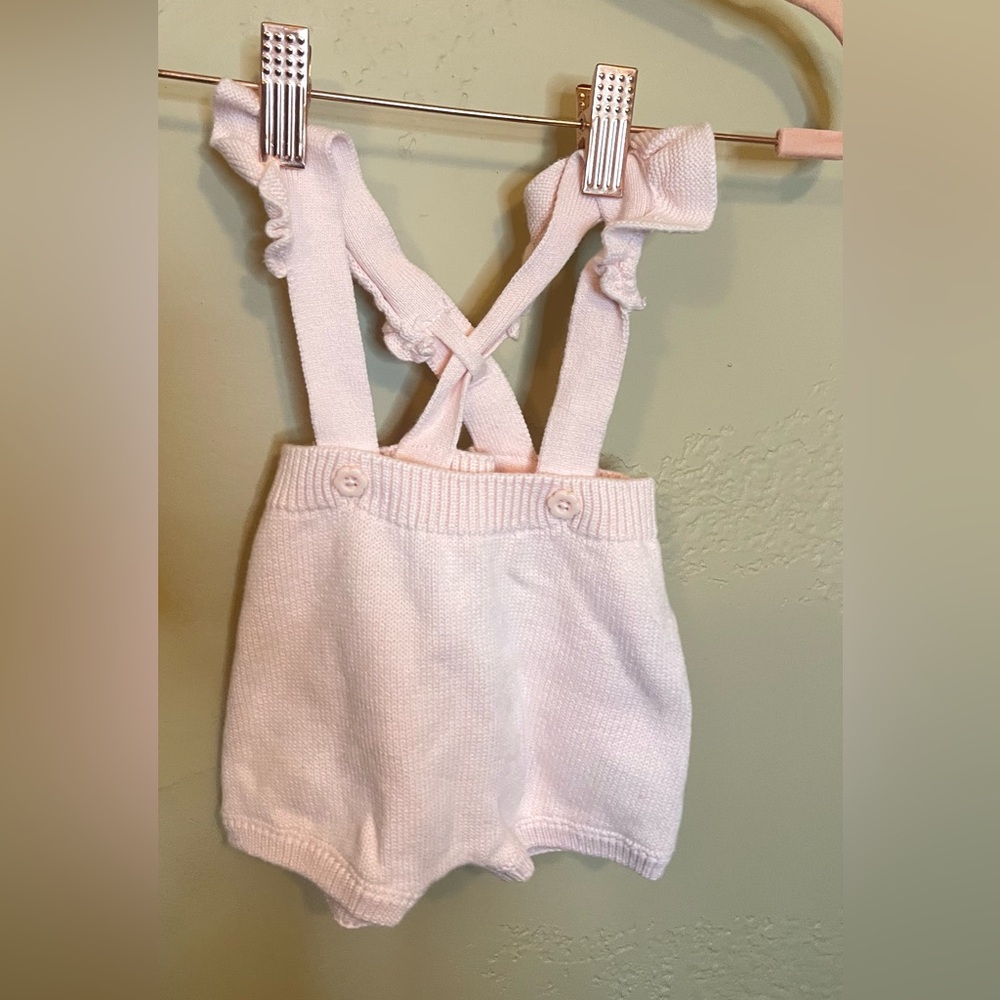 Knit light pink overalls